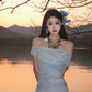Gentle Purple Mermaid Off the Shoulder Tulle Long Prom Dress Party Dress SH5021