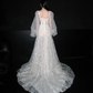 Dreamy Ball Gown Long Sleeve Sequin White Tulle Long Wedding Dress SH6621
