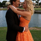 Strapless Tulle Appliques Long Evening Dress Orange Prom Dress SH965