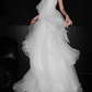 Dreamy A Line Strapless White Layered Organza Wedding Dress SH5865