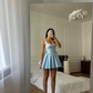 Glamorous Sky Blue Square A Line Short Mini Homecoming Dress with Wide Straps SH7509