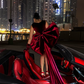 Burgundy Bow Sheath Round Neck Velvet Mini Homecoming Dress Birthday Dress SH4269