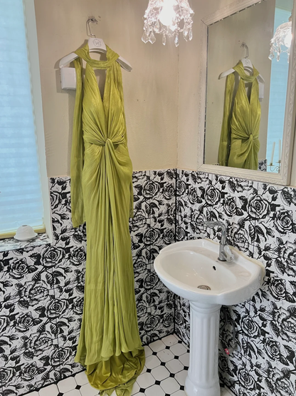 Flowy Green Mermaid V Neck Chiffon Long Party Dress Prom Dress Formal Dress SH3851