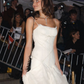 Elegant A Line Spaghetti Strap White Tulle Long Sweep Prom Dress Evening Dress SH2444