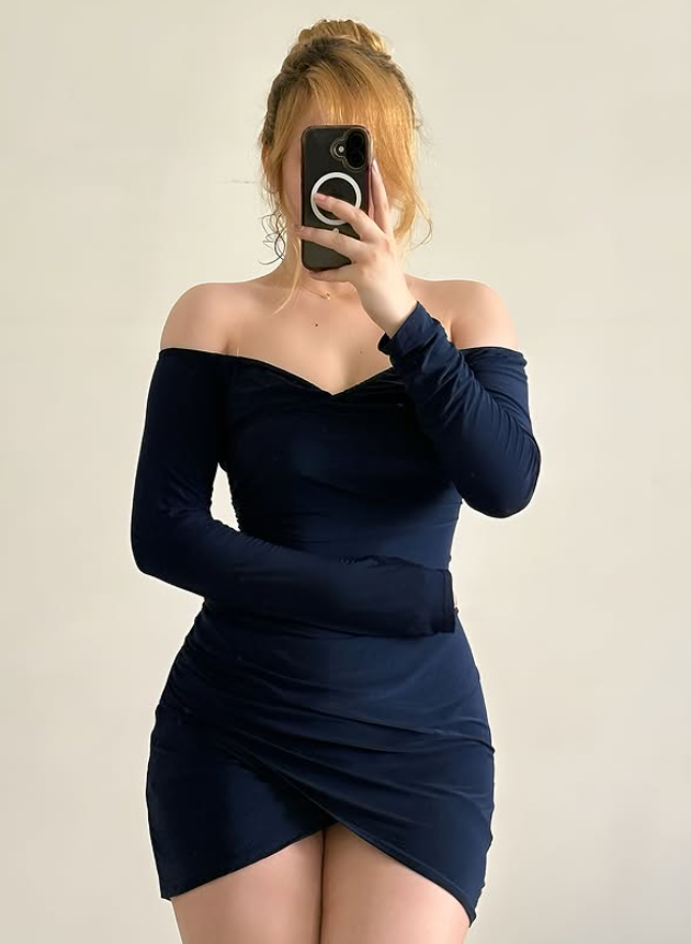 Hot Sheath Long Sleeve Navy Blue Satin Short Prom Dress Homecoming Dress SH6900