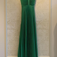 Stunning A Line Spaghetti Strap Green Satin Open Back Prom Dress Evening Dress SH1341