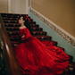 Beautiful Red Off The Shoulder Satin A-line Prom Dress SH1296