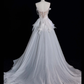 Unique A Line Off the Shoulder White Chiffon Long Sweep Prom Dress Graduation Prom Dress SH2565