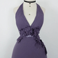 Retro A Line Halter Flower Purple Chiffon Open Back Evening Dress Party Dress SH3167