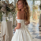 Simple Sweet Ball Gown Off the Shoulder White Long Wedding Dress SH5452