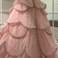 Pink A Line Strapless Tiered Beaded Tulle Party Dress Evening Dress Ball Gown SH2819