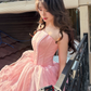 Pink Ball Gown Strapless Corset Layered Organza Prom Dress 16th Birthday Dress SH4088