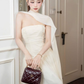 Simple Light Apricot A Line Strapless Chiffon Long Prom Dress Date Dress SH4676