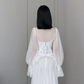 2026 New A Line Long Sleeve Beaded Chiffon Satin Long Wedding Dress SH7710