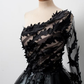 Black One Shoulder Tulle Long Prom Dress Evening Dress  SH1040