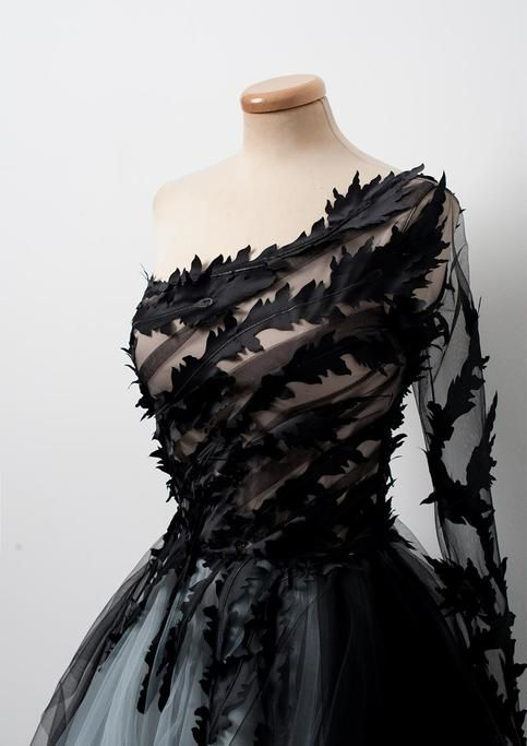 Black One Shoulder Tulle Long Prom Dress Evening Dress  SH1040