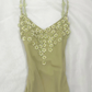 Bean Green Floral A Line Spaghetti Strap Beaded Layered Chiffon Homecoming Dress Party Dress SH3568