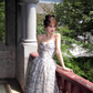 Blue A Line Sweetheart Neck Print Floral Satin Prom Dress 16th Birthday Dress SH3984