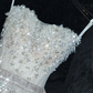 Exquisite White Beaded Ball Gown Strapless Sequin Tulle Prom Dress Party Dress SH3412