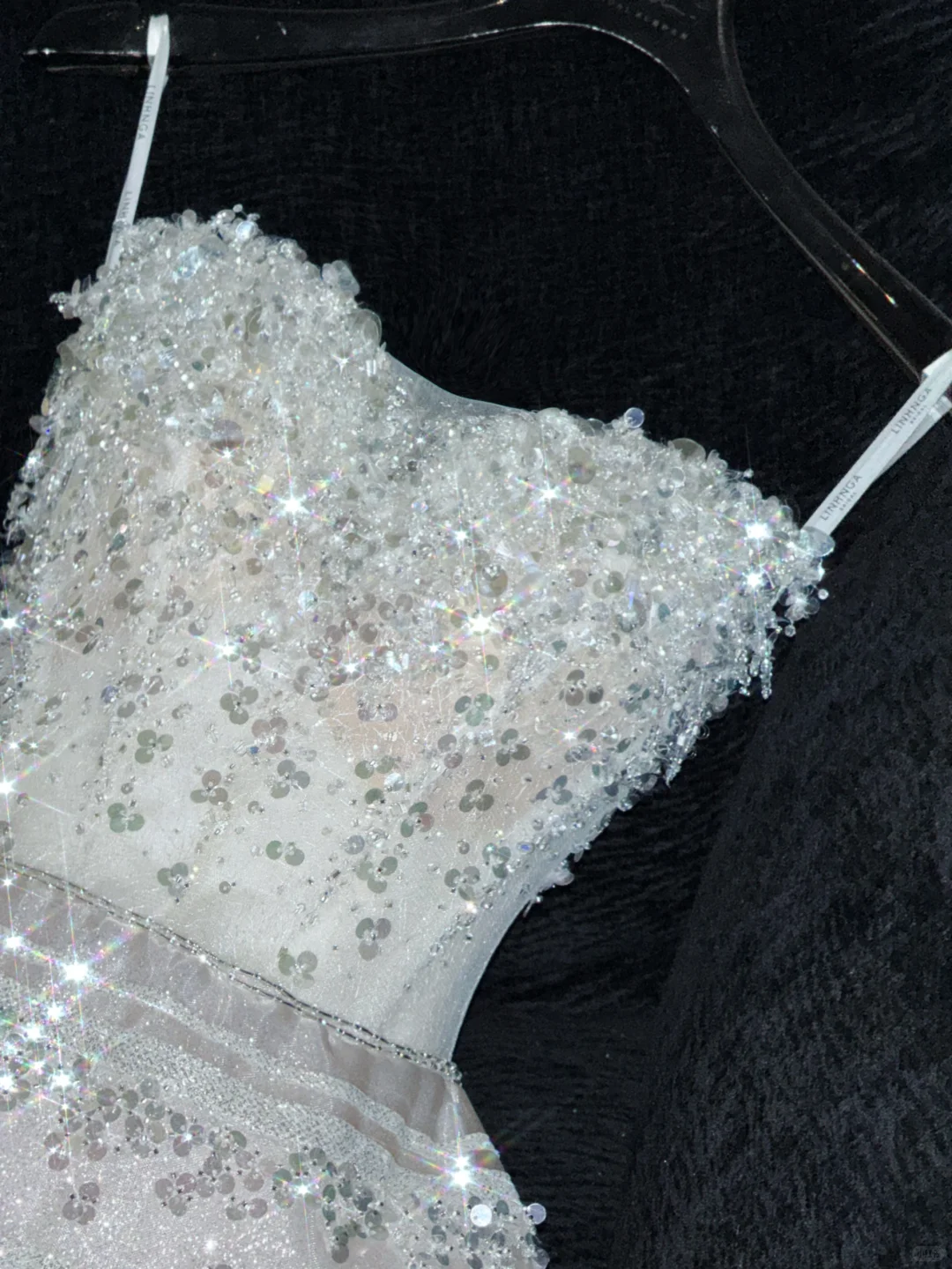 Exquisite White Beaded Ball Gown Strapless Sequin Tulle Prom Dress Party Dress SH3412