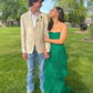 Cute A Line Sweetheart Neck Tiered Green Chiffon Long Prom Dress Graduation Prom Dress SH2604