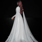 Flowy White Tulle A Line Long Sleeve High Neck Wedding Dress SH5972