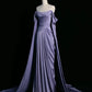 Elegant Purple Satin Prom Dress, Draped Bodice Formal Party Dress SH2500
