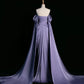 Elegant Purple Satin Prom Dress, Draped Bodice Formal Party Dress SH2500