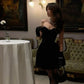 Elegant Black A Line Strapless Velvet Short Prom Dress Homecoming Dress SH7957