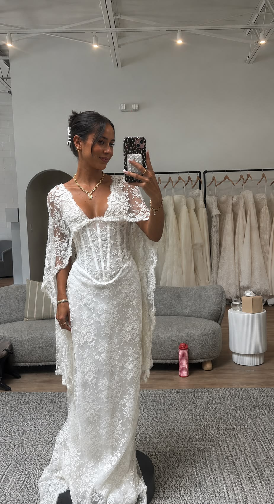 Elegant Sheath V Neck White Corset Exquisite Lace Long Prom Dress Wedding Dress SH8491
