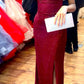 Stunning Burgundy Mermaid Spaghetti Straps Sequin Long Prom Dress Evening Dress with Slit SH3649
