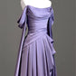 Elegant Purple Satin Prom Dress, Draped Bodice Formal Party Dress SH2500