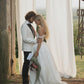 Simple Classic A Line Off the Shoulder Satin Long Wedding Dress SH5952