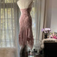 Cute Mermaid Spaghetti Strap Beaded Ruffle Pink Chiffon Short Homecoming Dress Birthday Dress SH2883
