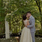 Vintage A Line Strap Ivory Print Satin Long Prom Dress Wedding Dress SH8242
