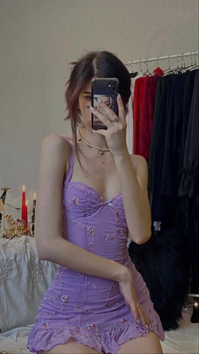 Cute Purple Sheath Straps Embroidery Tulle Short Homecoming Dress Mini Dress SH8028