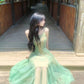 Gentle A Line Spaghetti Strap Green Tulle Long Party Dress Evening Dress SH2857
