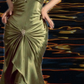Retro Green Mermaid Spaghetti Strap Beaded Satin Prom Dress Evening Dress SH3451