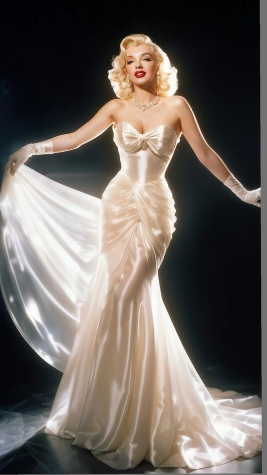 Elegant White Mermaid Sweetheart Neck Pleated Satin Long Prom Dress SH4580
