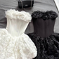 Black Floral Tulle A Line Strapless Corset Cocktail Dress Homecoming Dress SH6147