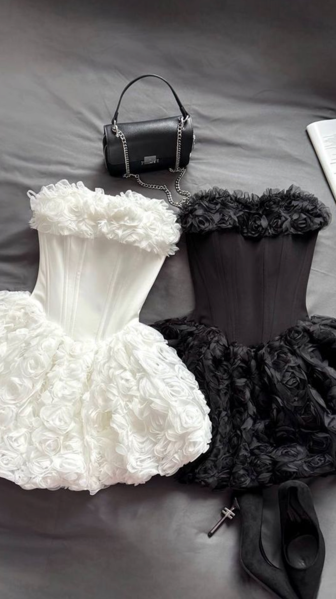 Black Floral Tulle A Line Strapless Corset Cocktail Dress Homecoming Dress SH6147
