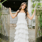 Elegant White Ruffle Long Prom Dress SH1058