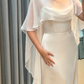 Simple Mermaid Spaghetti Strap White Satin Long Wedding  Dress SH4770