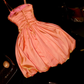 Cute A Line Spaghetti Strap Pleated Orange Satin Short Homecoming Dress Cocktail Dress SH3102