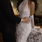 Sexy White SHeath Halter White Lace Backless Long Wedding Dress SH8010