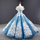 Luxurious Ball Gown Off-the-shoulder Appliques Sequin Prom Dresses SH1595