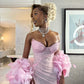 Stunning Sheath Strapless Beaded Satin Long Prom Dress Party Dress with Slit SH3879