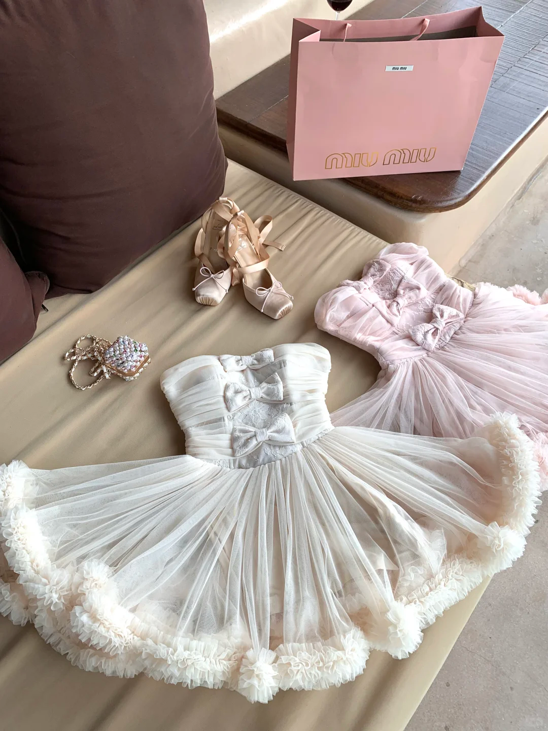Ivory A Line Strapless Bow Tulle Short Prom Dress Homecoming Dress SH7189