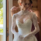 Pretty Ball Gown Sweetheart Neck White Satin Lace Long Wedding Dress SH7073