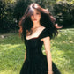 Princess A Line Straps Black Sequin Tulle Short Homecoming Dress Mini Dress SH8043